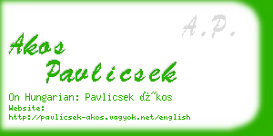 akos pavlicsek business card